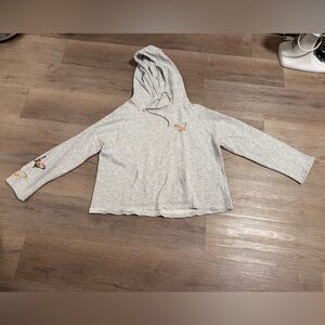 Betsey Johnson Sweatshirt Womens Size Medium Gray Embroidered Butterfly Hoodie